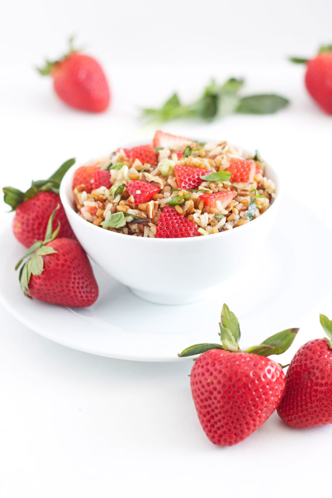 Wheat Berry & Wild Rice Salad with Strawberries & Basil Recipe Runner