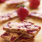 Strawberry Breakfast Bars stacked on top of each other.