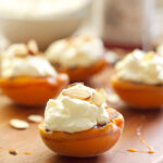 Grilled Apricots with Almond Whipped Cream & Honey