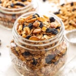 Blueberry Almond Granola | Crunchy, sweet, granola bursting with dried blueberries and almonds! | @reciperunner