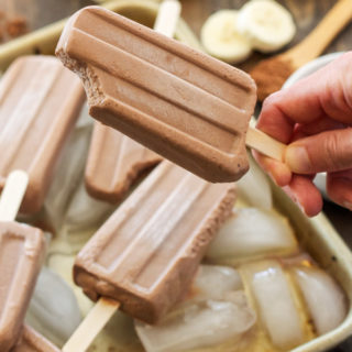 Chocolate, Peanut Butter, Banana, Yogurt Pops | These tasty popsicles are healthy enough for breakfast and sweet enough for dessert!