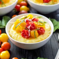 Oven Roasted Tomatoes with Creamy Parmesan Polenta