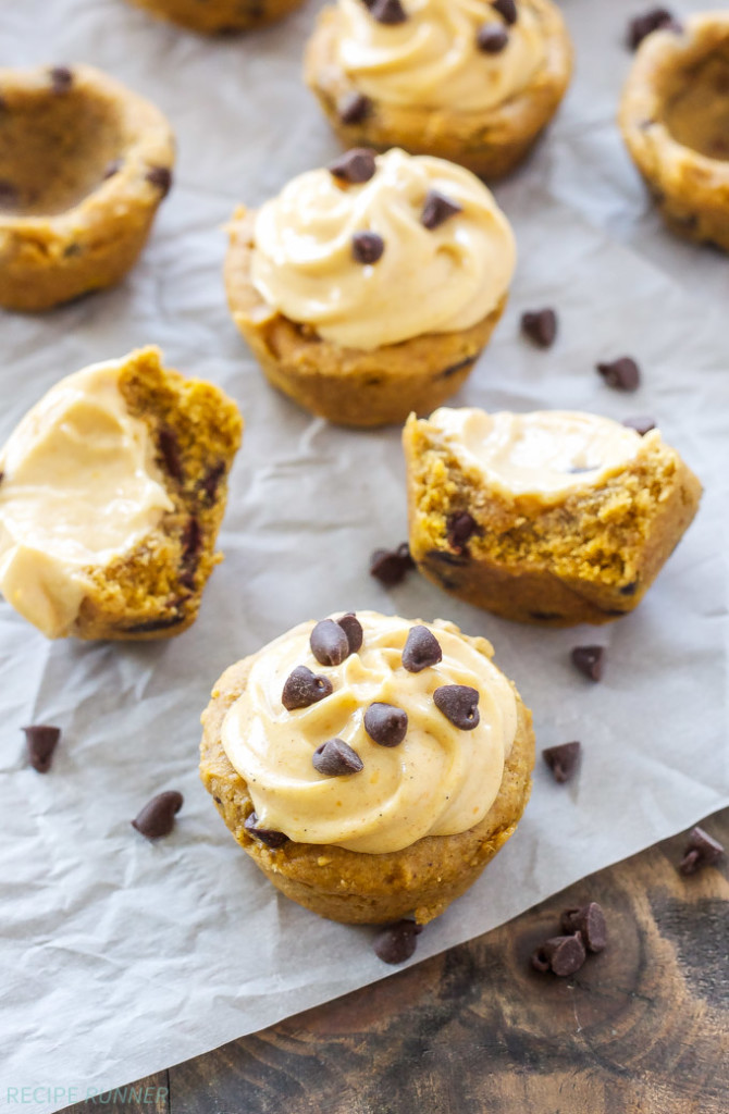 Pumpkin Chocolate Chip Cookie Cups with Pumpkin Cream Cheese Frosting Recipe Runner