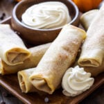 Pumpkin Chocolate Chip Cheesecake Egg Rolls | You won't be able to resist these pumpkin chocolate chip cheesecake dessert egg rolls!