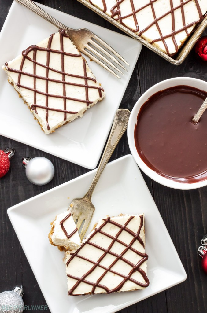 Vanilla Bean Cheesecake Bars with Chocolate Ganache Recipe Runner