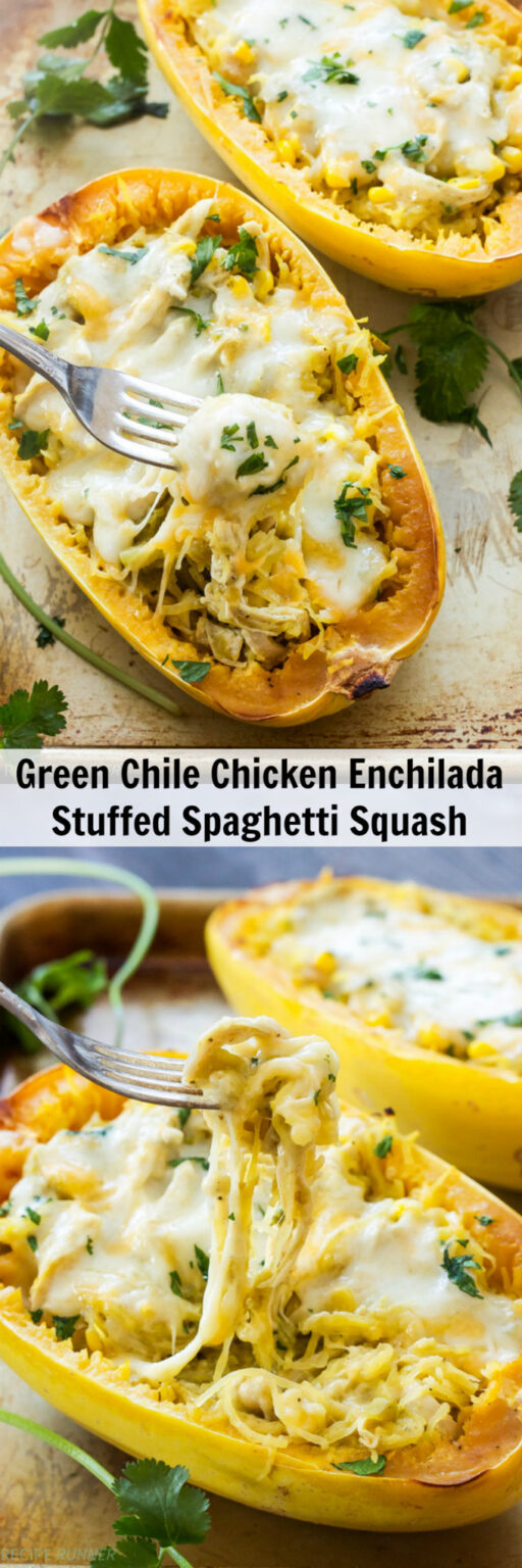 Green Chile Chicken Enchilada Stuffed Spaghetti Squash Recipe Runner