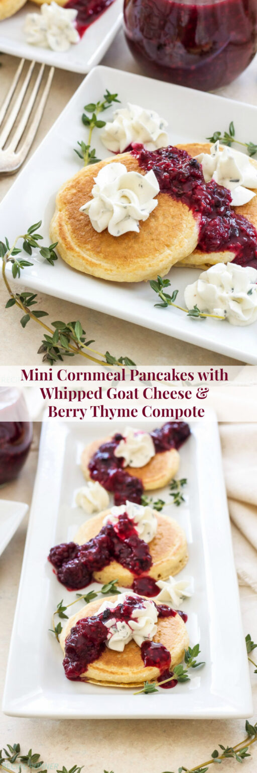 Cornmeal Pancakes with Whipped Goat Cheese and Berry Compote Recipe