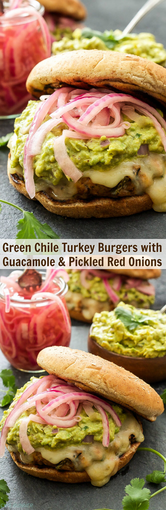 Green Chile Turkey Burgers with Guacamole and Pickled Red Onions Recipe Runner