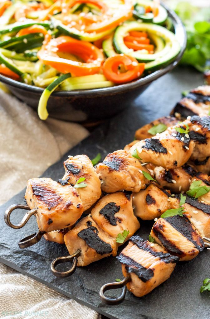 Teriyaki Chicken Skewers with Zucchini Noodles Recipe Runner