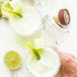 Frozen Honeydew Margaritas | Honeydew, lime juice, tequila, agave and ice are all you need to make these easy Frozen Honeydew Margaritas!