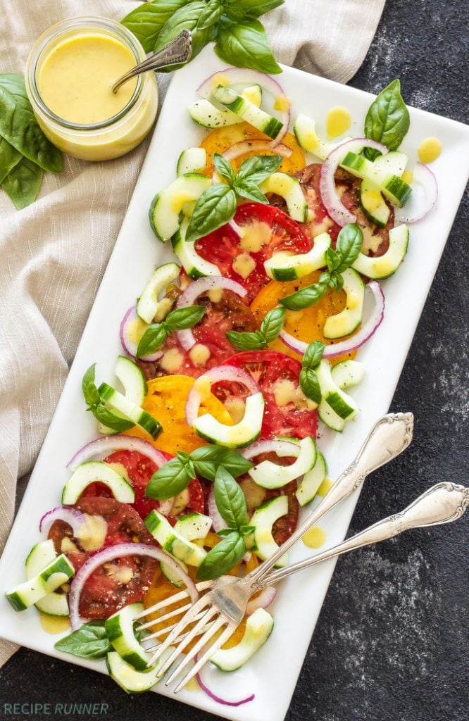 Heirloom Tomato Cucumber Salad with Peach Vinaigrette Recipe Runner