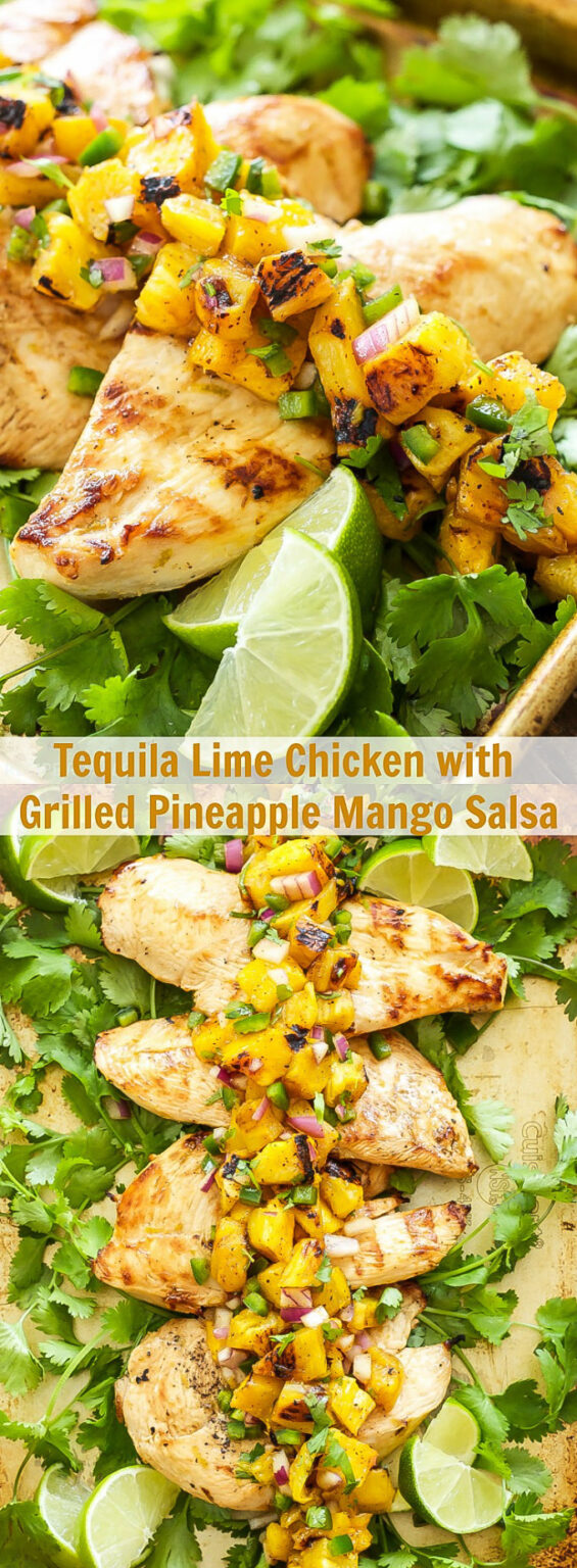 Tequila Lime Chicken with Grilled Pineapple Mango Salsa Recipe Runner