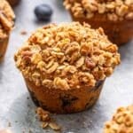 Pumpkin Blueberry Muffin topped with oat streusel.