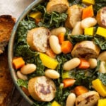 Sausage, Kale and White Bean Soup | A hearty main dish soup loaded with vegetables, white beans and plenty of chicken sausage. it will keep you full for hours!