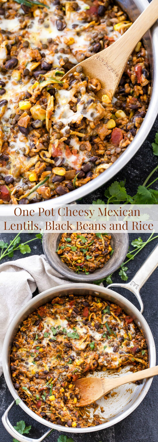 One Pot Cheesy Mexican Lentils, Black Beans and Rice Recipe Runner