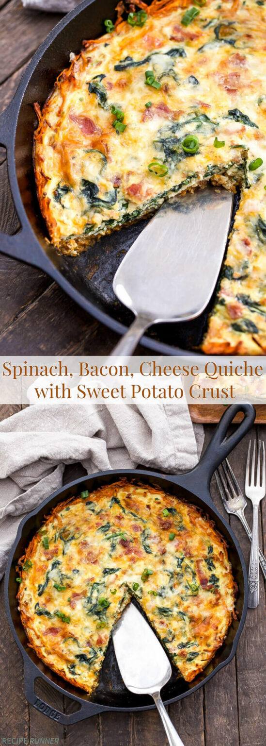Spinach, Bacon, Cheese Quiche with Sweet Potato Crust Recipe Runner