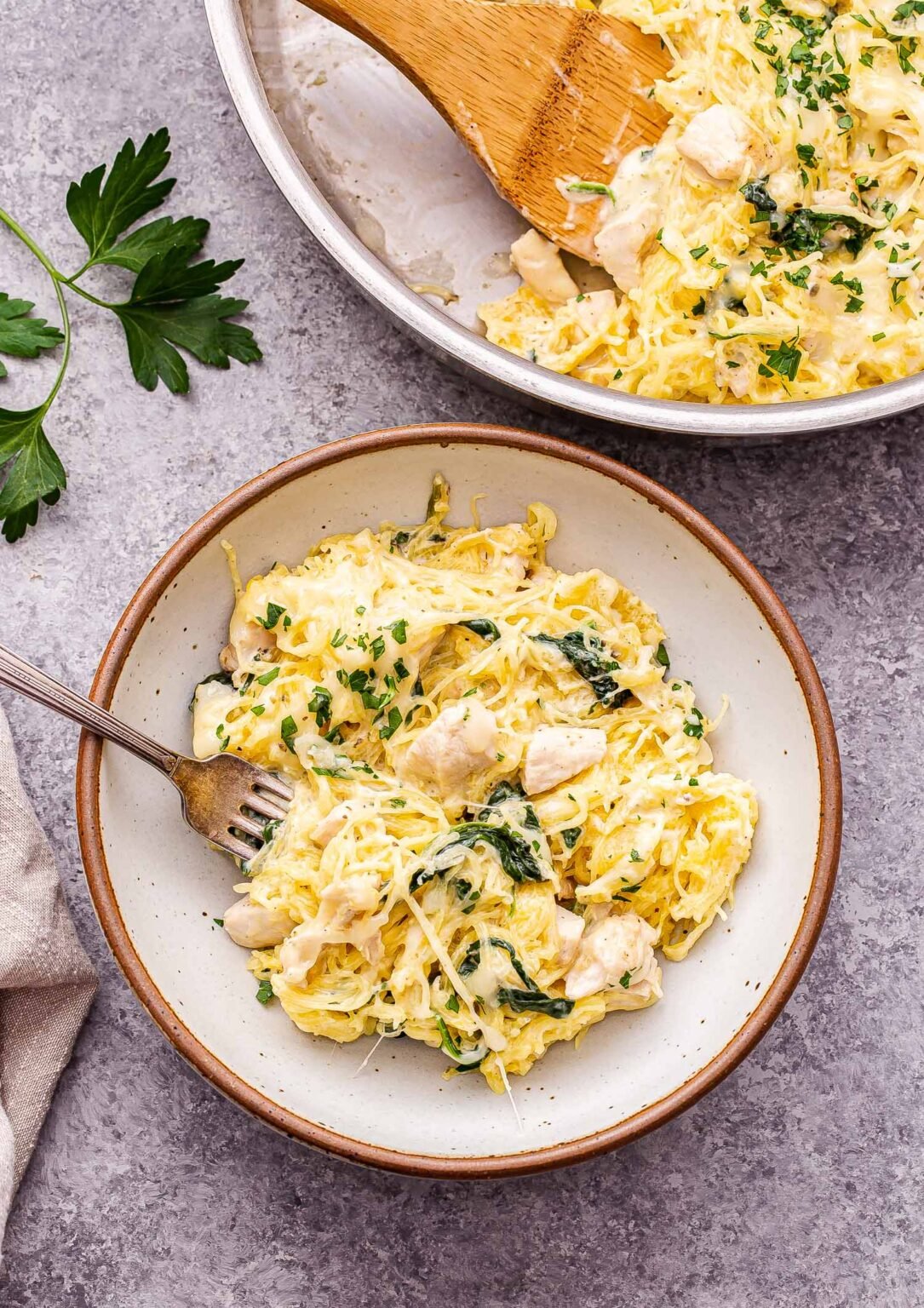 Chicken and Spinach Spaghetti Squash Alfredo Recipe Runner