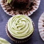 You'll love these moist, perfectly sweet and 100% whole grain Chocolate Cupcakes with Matcha Vanilla Cream Cheese Frosting! The perfect treat to satisfy your chocolate craving!