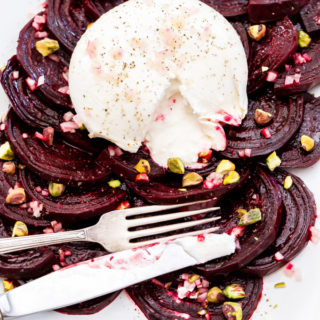 These Roasted Beets with Burrata, Pistachios and Orange Vinaigrette are an easy and wonderfully flavored appetizer or side dish. The perfect blend of sweet, savory and salty flavors!