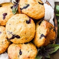 Blueberry Basil Cornmeal Muffins