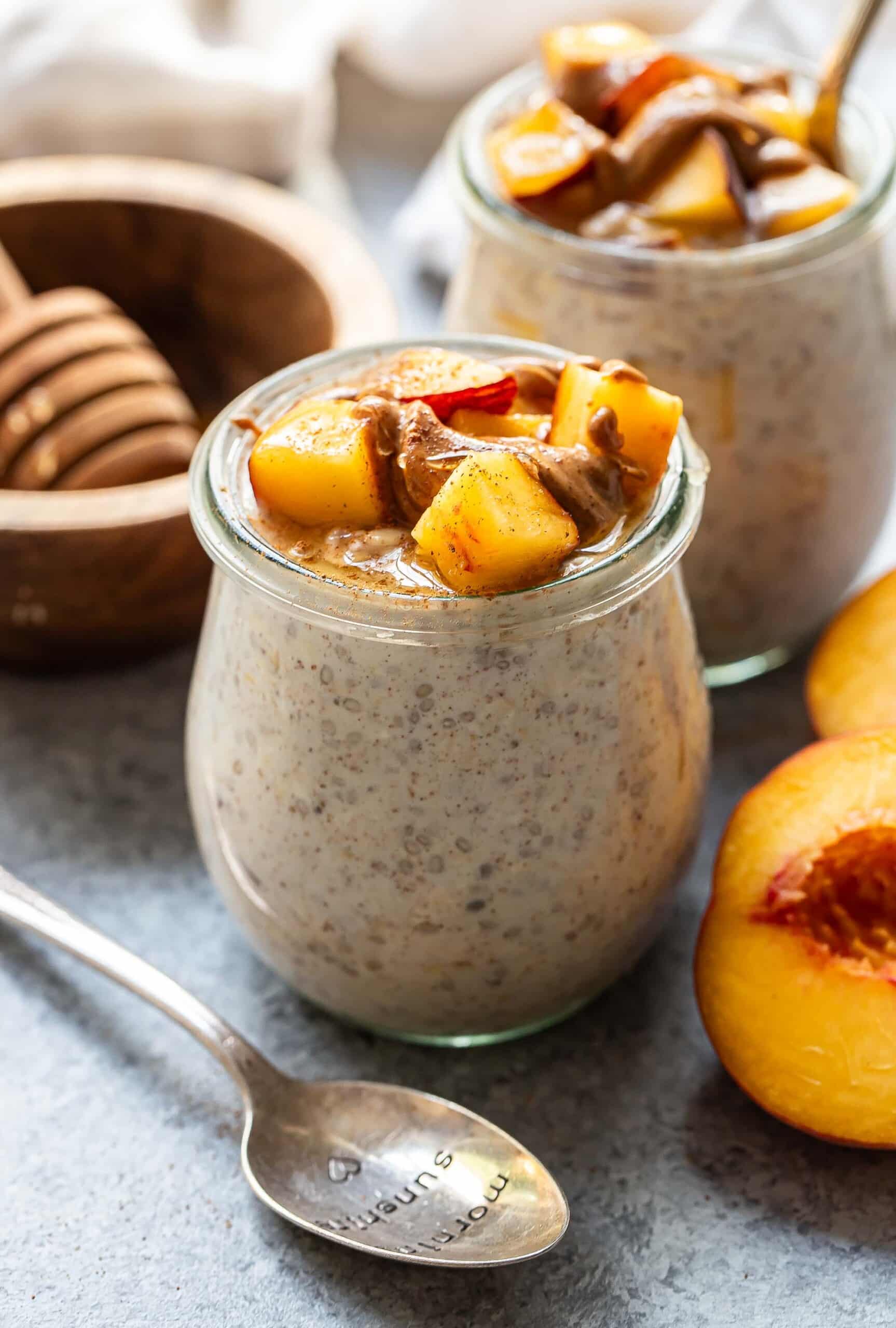 Cinnamon Honey Peach Overnight Oats Recipe Runner