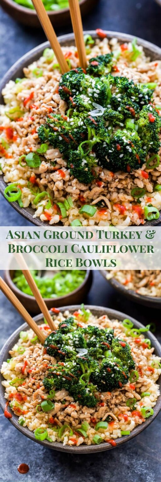 Asian Ground Turkey and Broccoli Cauliflower Rice Bowls Recipe Runner