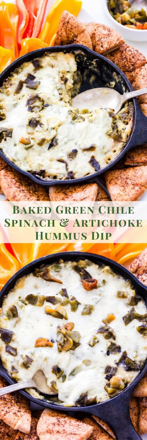 Baked Green Chile Spinach Artichoke Hummus Dip Recipe Runner