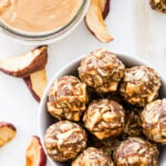 Peanut Butter Apple Energy Bites taste just like your favorite childhood snack! Gluten-free, great for refueling after a workout and they have a vegan option as well.