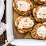 Move over baked apples! These Cinnamon Maple Oatmeal Baked Pears are the new star in town and they're perfect for your next fall or holiday brunch.