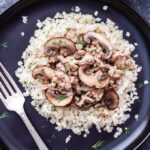 You'll love this lightened up, affordable and easy to make Ground Turkey and Mushroom Stroganoff! An easy and healthy, comfort food weeknight dinner. #stroganoff #dinner #easyrecipe #glutenfree #mushroom #lowcarb #groundturkey