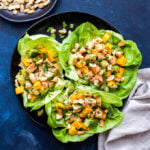 Mango, Avocado, Chicken Lettuce Wraps will be your favorite, low-carb dinner to make this summer! Full of protein, healthy fats and a little sweetness from the mango. It's perfect for lunch or an easy dinner. #lettucewraps #chicken #mango #avocado #lowcarb #paleo #glutenfree