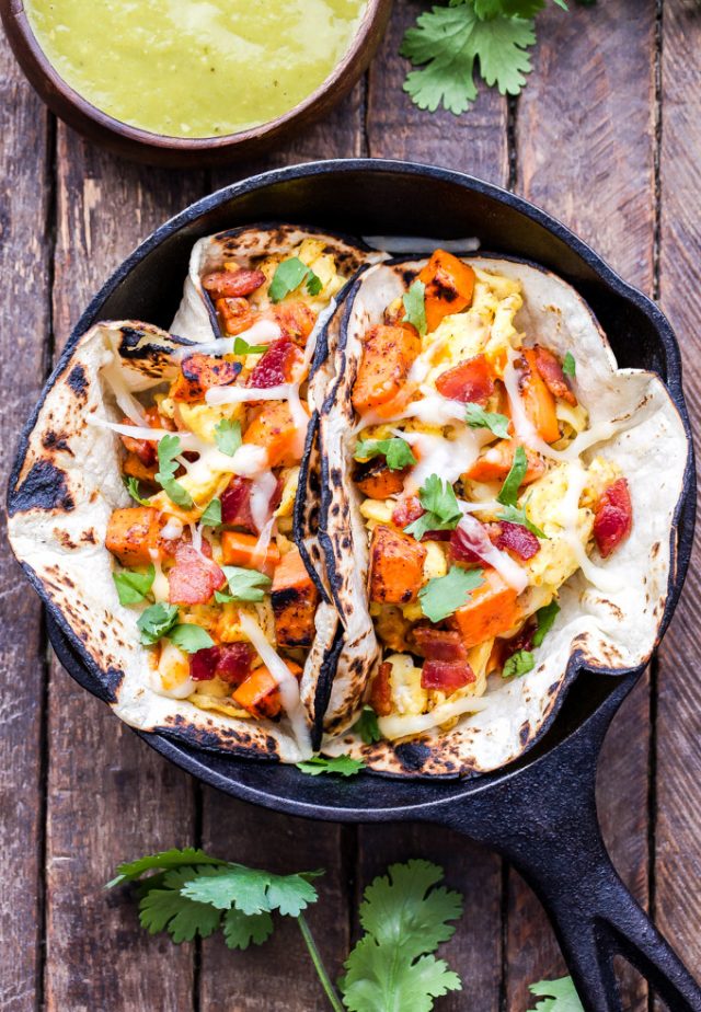 Sweet Potato, Bacon and Egg Breakfast Tacos Recipe Runner