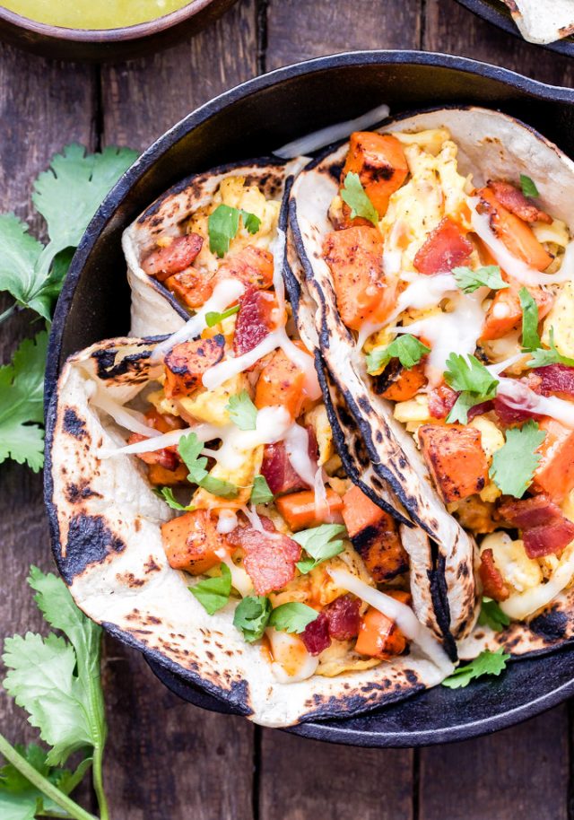 Sweet Potato, Bacon and Egg Breakfast Tacos Recipe Runner