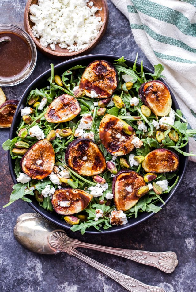 Grilled Fig, Goat Cheese and Pistachio Salad Recipe Runner
