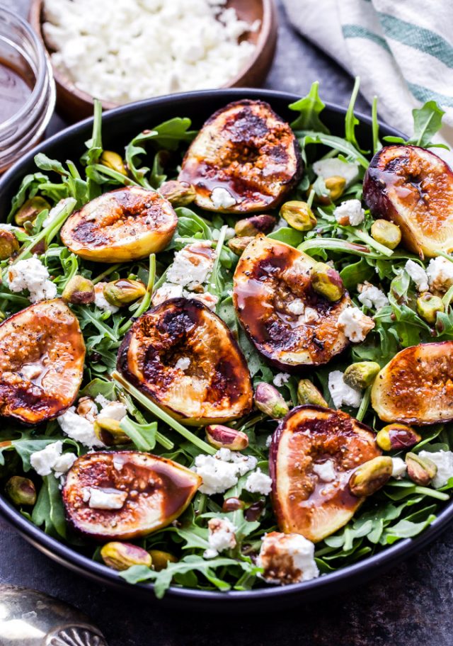Grilled Fig, Goat Cheese and Pistachio Salad Recipe Runner