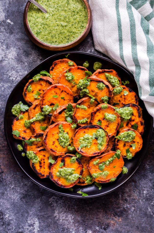 Grilled Sweet Potatoes with Cilantro Chimichurri Recipe Runner