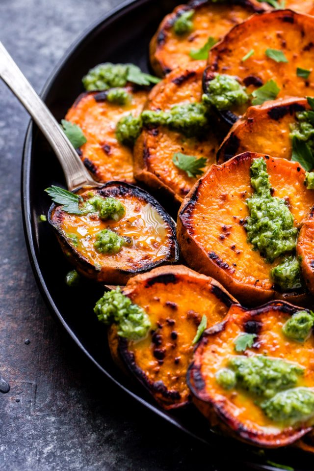 Grilled Sweet Potatoes with Cilantro Chimichurri Recipe Runner