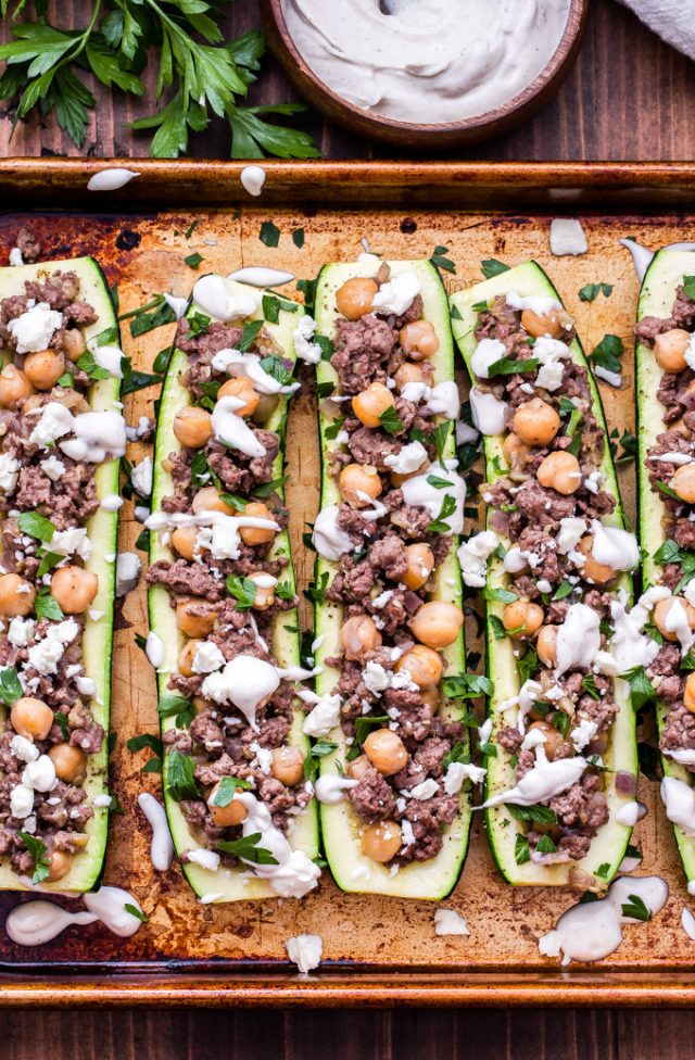 Lamb and Chickpea Stuffed Zucchini with Tahini Yogurt Sauce Recipe Runner