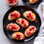 Goat Cheese Crostini with Cranberry Apple Compote is a sweet and savory bite that's perfect for Thanksgiving and the holiday season! It's easy to make and can be served as an appetizer or dessert. #crostini #cranberries #apples #goatcheese #appetizer #easyrecipe #thanksgiving #christmas