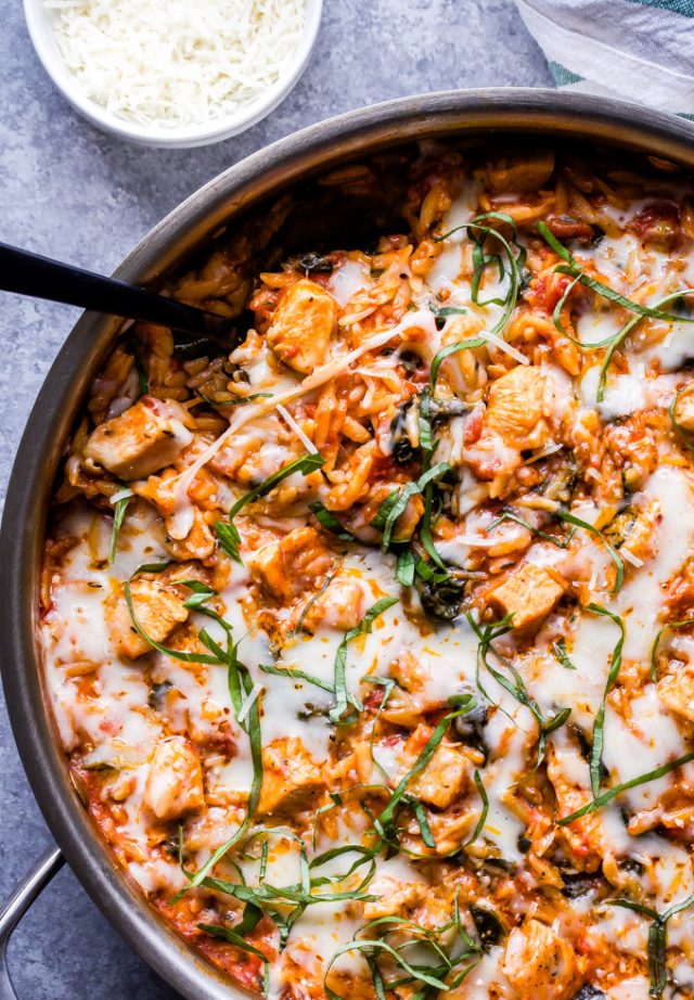 One Pot Parmesan Chicken, Spinach and Orzo Recipe Runner