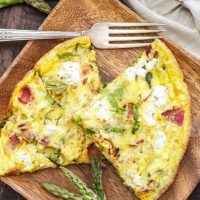 Asparagus, Bacon and Herbed Goat Cheese Frittata