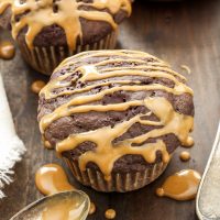 Healthier Double Chocolate Muffins with Coffee Glaze