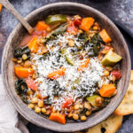 This Italian Lentil and Vegetable Soup tastes similar to a minestrone soup, but with the addition of hearty and protein rich lentils. It's a thick, flavorful, healthy, vegetarian soup that's completely satisfying! #soup #lentils #vegetables #Italiansoup #glutenfree #vegetarian #vegan #healthyrecipe