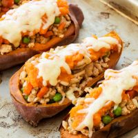 Turkey Shepherd’s Pie Stuffed Sweet Potatoes