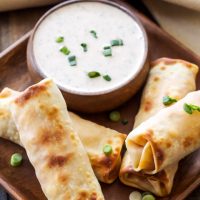 Baked BBQ Chicken Egg Rolls with BBQ Ranch Dipping Sauce
