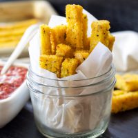 Baked Polenta Fries with Spicy Marinara Sauce