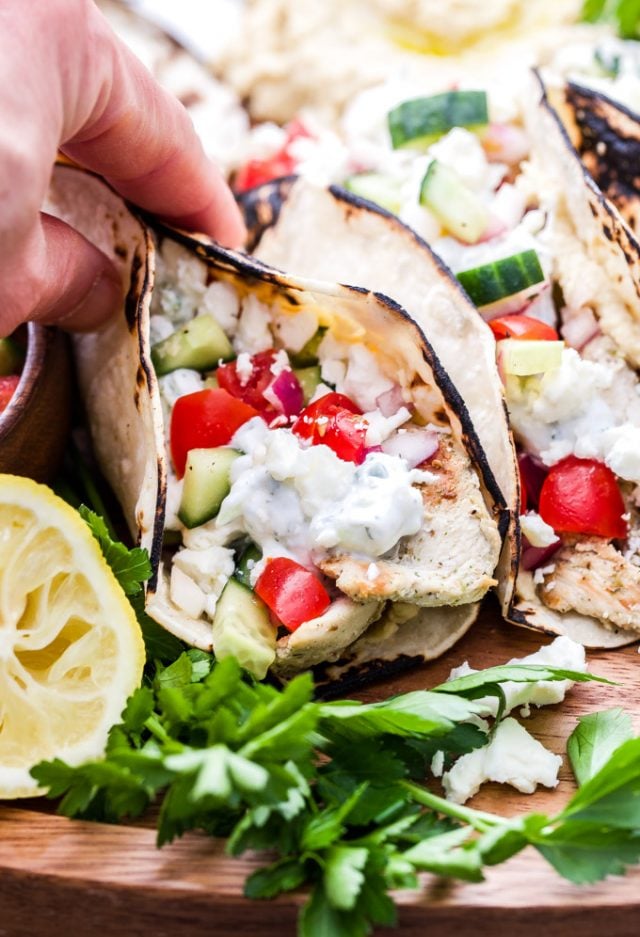 Greek Chicken Tacos with Tzatziki and Hummus Recipe Runner