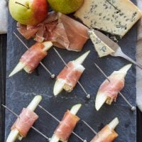 Prosciutto Wrapped Pears with Blue Cheese