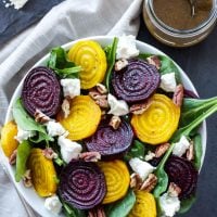 Roasted Beet, Spinach and Goat Cheese Salad