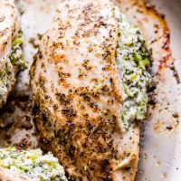 Broccoli Goat Cheese Stuffed Chicken